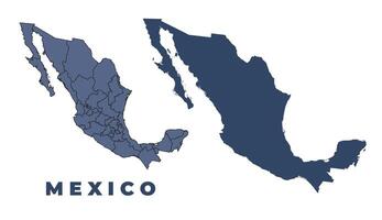 Mexico flat and outline map set vector