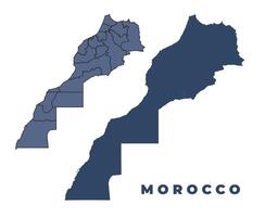 Morocco flat and outline map set vector