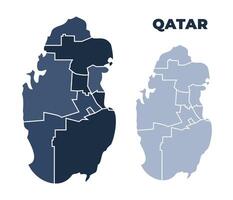 Qatar political map with states border outline vector