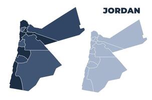 Jordan political map with states border outline vector