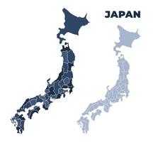Japan political map with states border outline vector