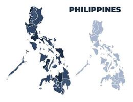 Philippines political map with states border outline vector