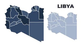Libya political map with states border outline vector