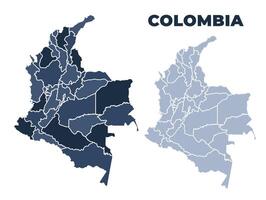 Colombia political map with states border outline vector