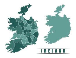 Ireland simple flat political map with states border vector