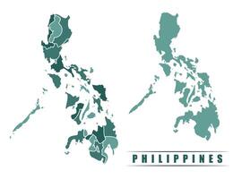 Philippines simple flat political map with states border vector