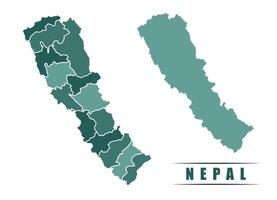 Nepal simple flat political map with states border vector