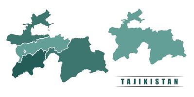 Tajikistan simple flat political map with states border vector