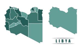 Libya simple flat political map with states border vector