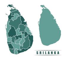 Sri Lanka simple flat political map with states border vector