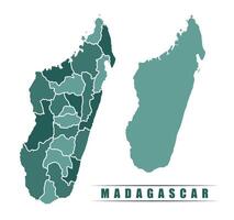 Madagascar simple flat political map with states border vector