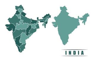 India simple flat political map with states border vector