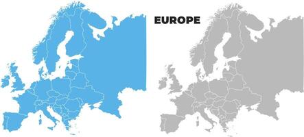Europe simple maps flat illustration vector