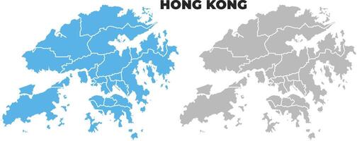 Hong Kong simple maps flat illustration vector