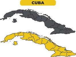 Cuba outline illustration map set vector