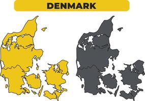 Denmark outline illustration map set vector