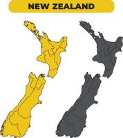 New Zealand outline illustration map set vector