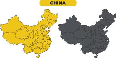 China outline illustration map set vector