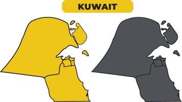 Kuwait outline illustration map set vector