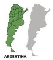 Argentina political regions green outline map set vector