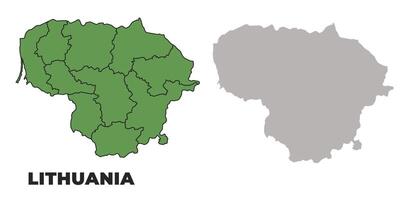 Lithuania political regions green outline map set vector