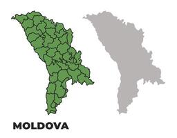 Moldova political regions green outline map set vector