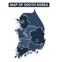 Map of South Korea political map regions illustration vector