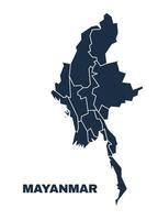 Mayanmar map flat border outline vector