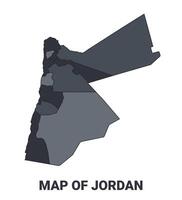 Jordan political map border of regions outline set vector