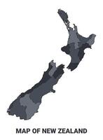 New Zealand political map border of regions outline set vector