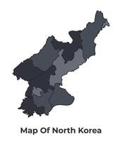 North Korea political map border of regions outline set vector