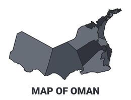 Oman political map border of regions outline set vector