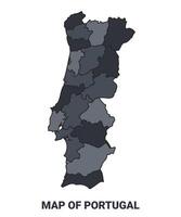 Portugal political map border of regions outline set vector