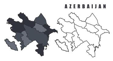 Azerbaijan country map simple flat outline illustration set vector