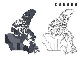 Canada country map simple flat outline illustration set vector