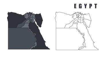 Egypt country map simple flat outline illustration set vector