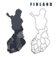 Finland country map simple flat outline illustration set vector
