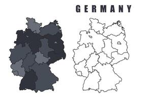 Germany country map simple flat outline illustration set vector