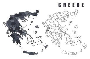 Greece country map simple flat outline illustration set vector