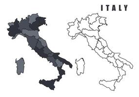 Italy country map simple flat outline illustration set vector