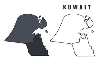 Kuwait country map simple flat outline illustration set vector