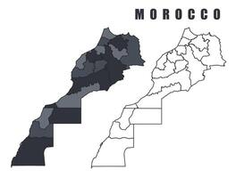 Morocco country map simple flat outline illustration set vector