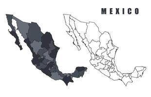 Mexico country map simple flat outline illustration set vector