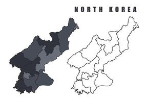 North Korea country map simple flat outline illustration set vector