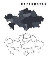 Kazakhastan country map simple flat outline illustration set vector