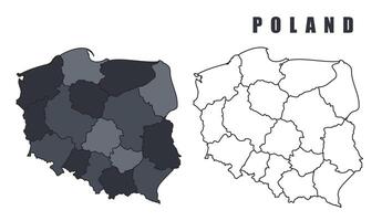Poland country map simple flat outline illustration set vector