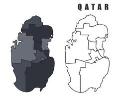 Qatar country map simple flat outline illustration set vector
