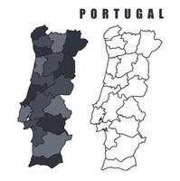Portugal country map simple flat outline illustration set vector