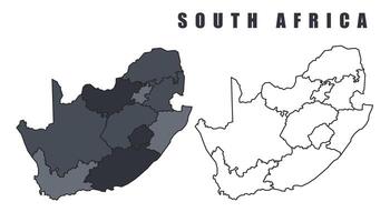 South Africa country map simple flat outline illustration set vector