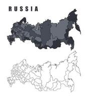 Russia country map simple flat outline illustration set vector